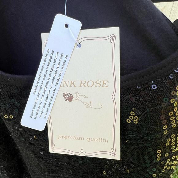 Pink Rose Black Sequin Dress Size Large NWT - Picture 6 of 9